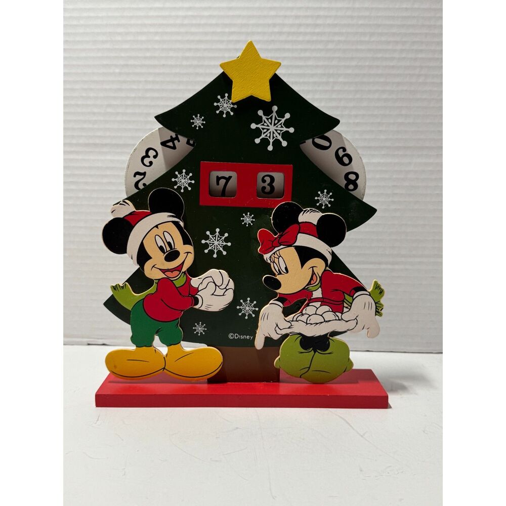 Disney Mickey Minnie Mouse Wooden Christmas Tree Days Until Countdown Calendar